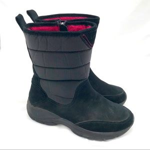 Land’s End black isolated warm winter snow boots cushion waterproof rubber 6